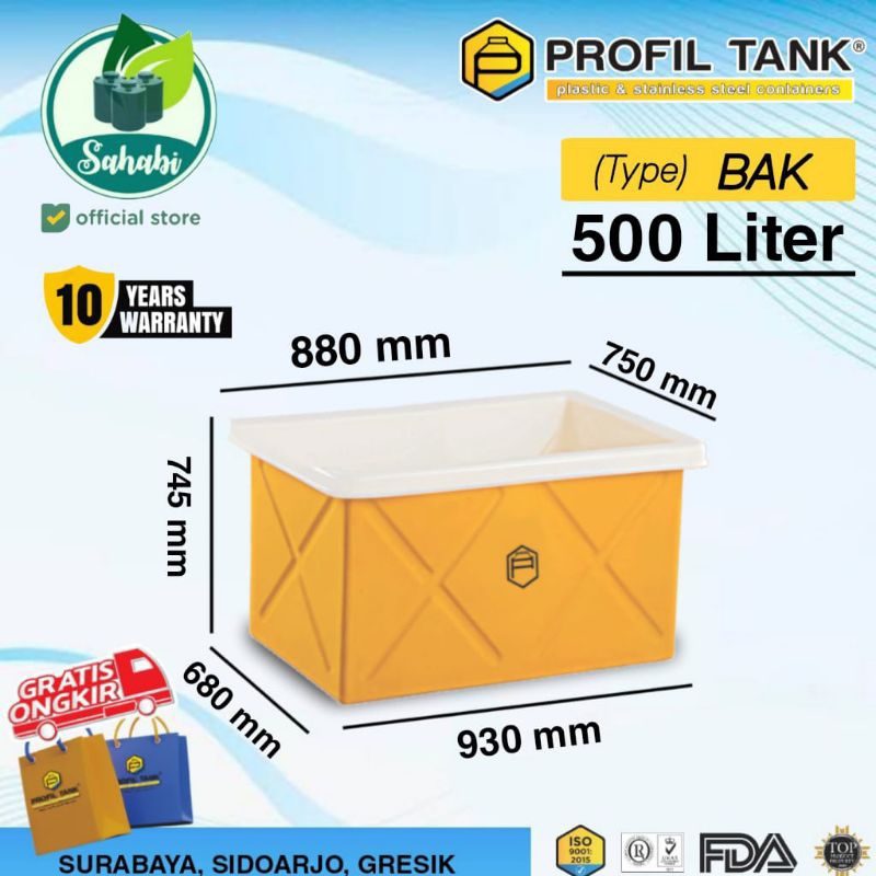 Tandon Air Tangki Air Toren Air BAK TERBUKA Profil Tank 500 Liter