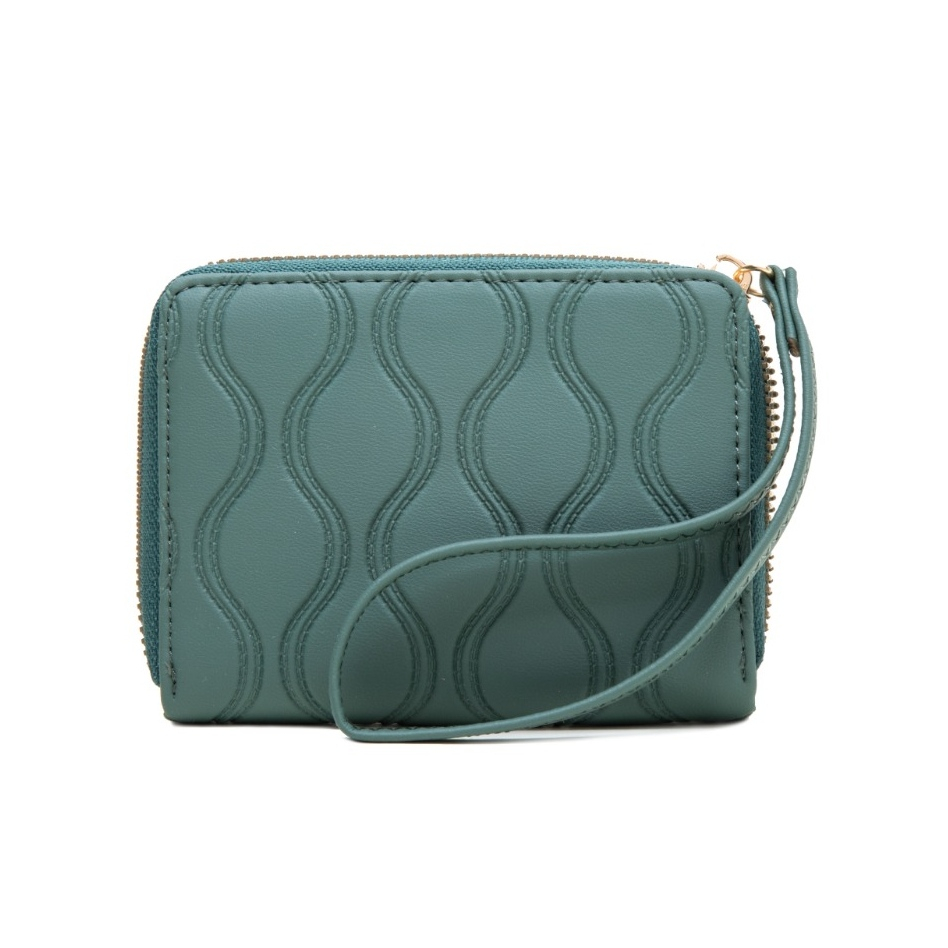 DOMPET LIPAT WANITA KULIT PRETTYZYS ORIGINAL BRANDED KOREA REMAJA FASHION MURAH TALI PENDEK HIJAU IMPORT KEKINIAN CEWEK MINI LUCU SLOT RESLETING KOIN KARTU SIMPLE BATAM CITRINE WA711G3