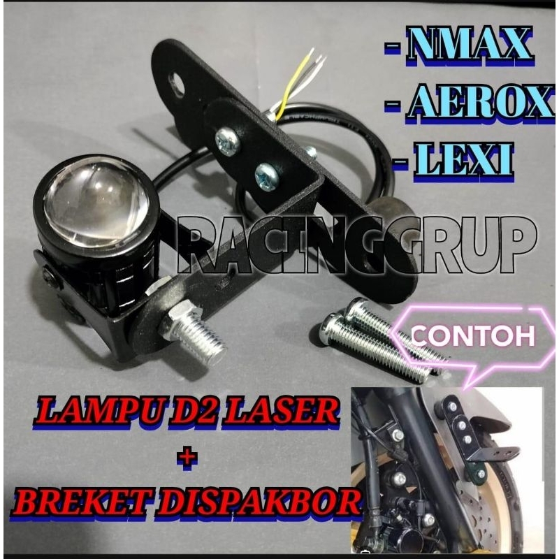 Breket Lampu D2 di Spakbor depan NMAX XMAX LEXI AEROX Lampu tembak Laser LED D2 mini 2 warna High low putih kuning