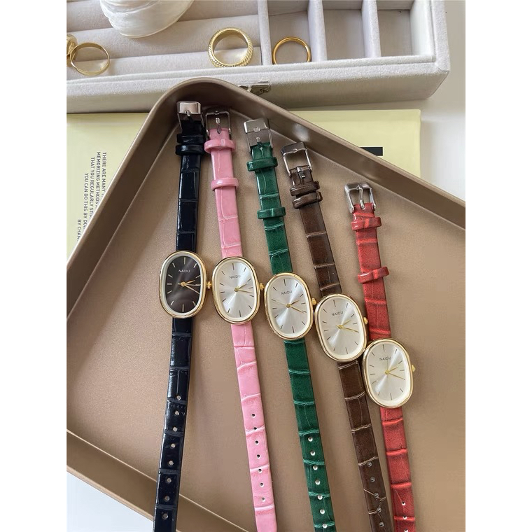 KOOLEY Jam Tangan Wanita Naidu Oval Kulit Versi Korea Vintage Elegant