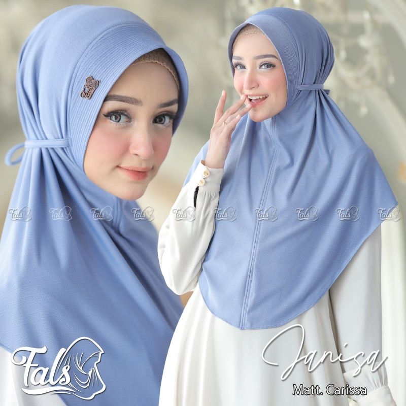 (Ori Fals) JANISA •jilbab instan jersey carissa•kerudung instan pet tali