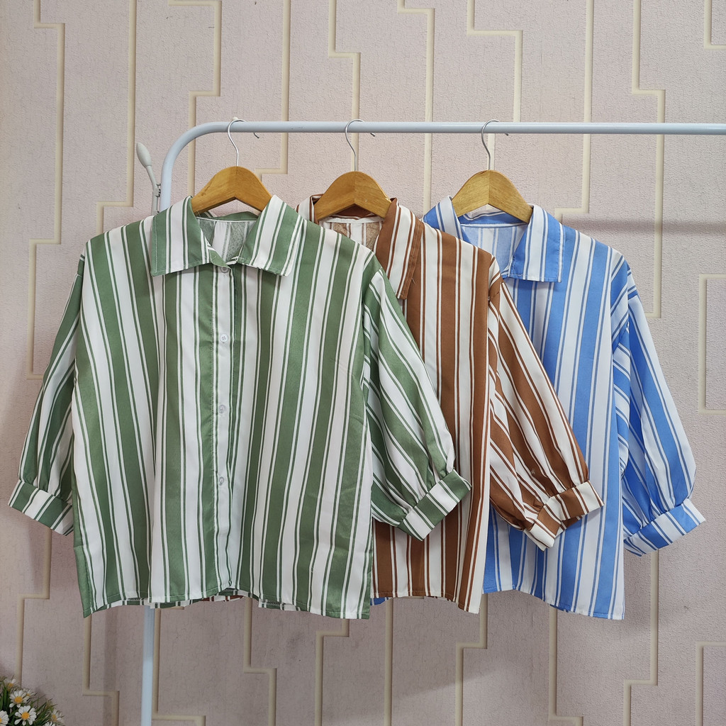 Atasan Kemeja Blouse Wanita Lolly Oversize Bahan Katun Poly Premium Style Korea Kekinian