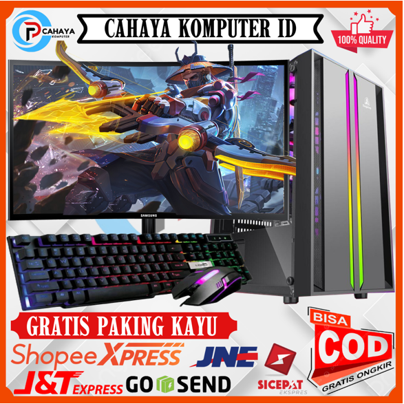 Pc Fulset Intel I5 Ram 16GB VGA 4GB SSD 128GB Monitor Samsung Melengkung Gaming Editting Okey