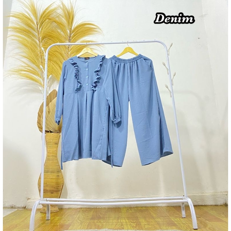 Setelan Andin Setcel Long Tunik Terbaru / Long tunik Cringkel airflow / setelan cringkel