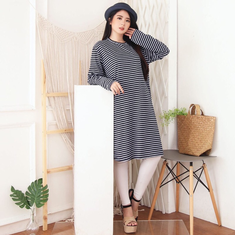 Tunik salur wanita + hoodie