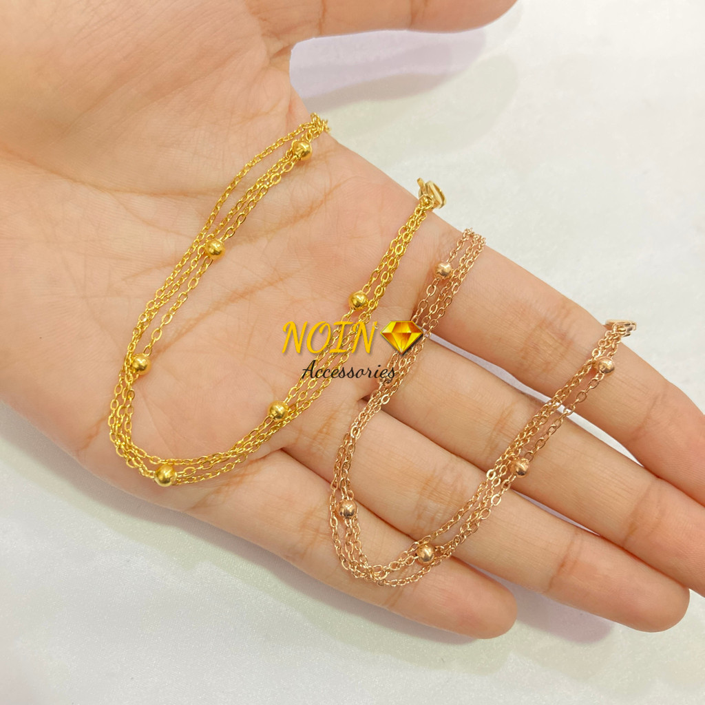 Gelang Anak Jedar Jurai Bola Berjarak 3 Layer Titanium Steel Aksesoris