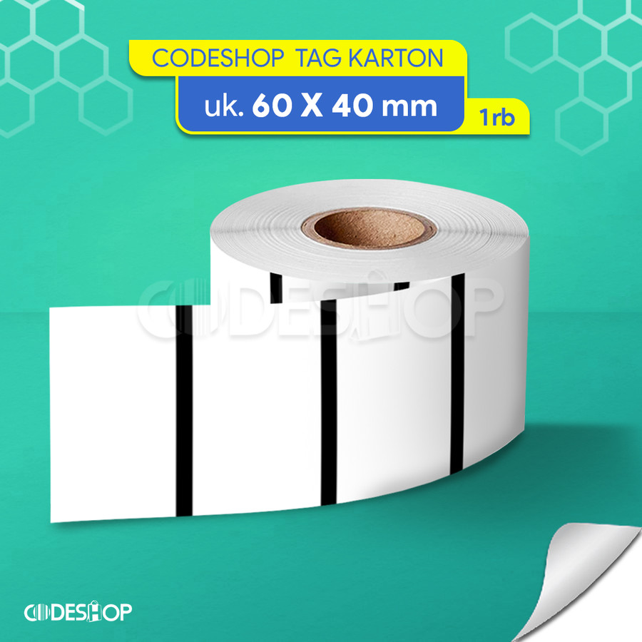 

Label Tag Karton 60x40mm / 60 x 40 mm / 6x4 cm 1000 Pcs 1 Line Core Kecil