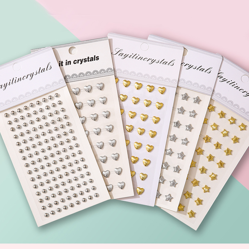 JRN038 – Deco Sticker Stiker Manik Beads Flower Love Star Vintage Dairy Journal Scrapbook Gold Silver Bunga Bintang Hati