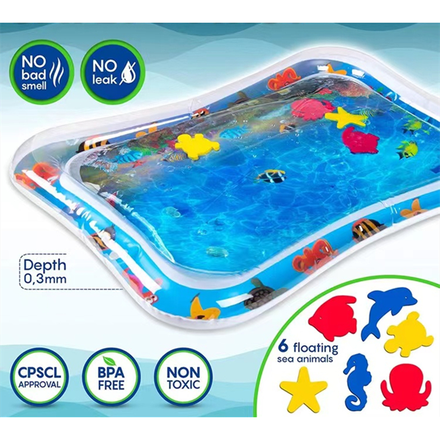 Mainan Matras Air Baby Water Playmat Matras Air Bayi Mainan Edukasi Portable Water Playmat Baby WJ15