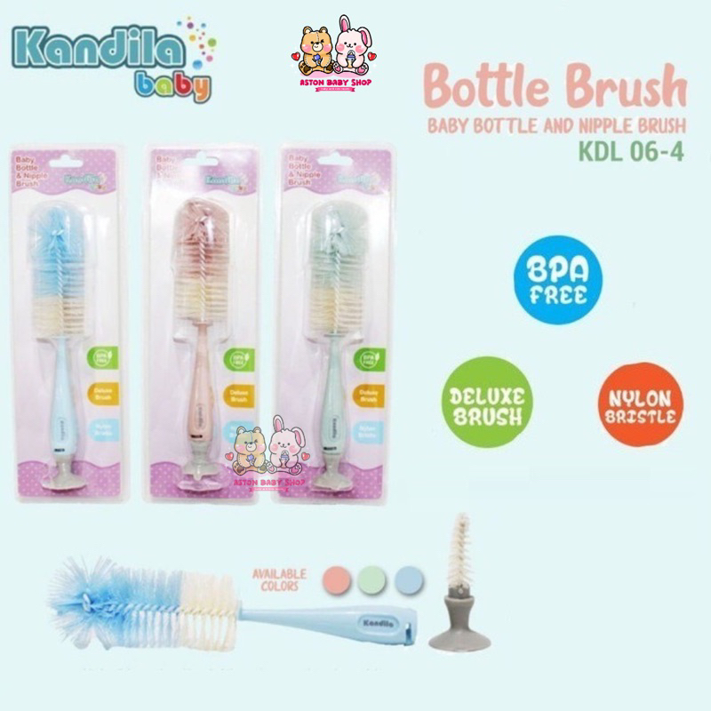 Kandila Bottle &amp; Nipple Brush With Suction Base KDL06-4 Sikat Botol Bayi