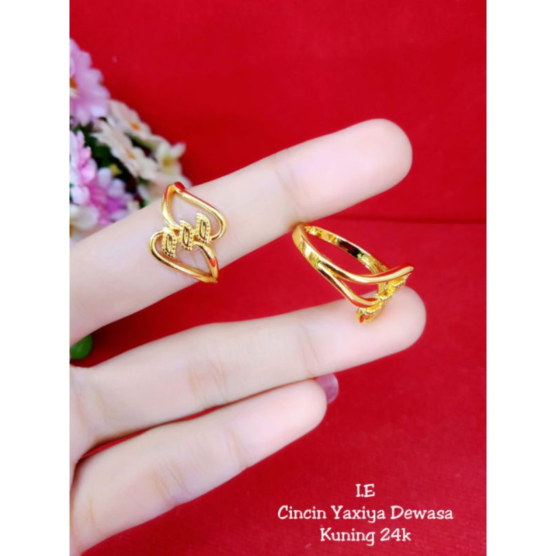 cincin daun 1/4 suku lapis emas 24k