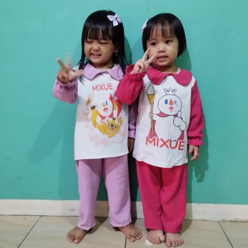 MIXUE Baju Setelan Anak BLOUSE Crinkle Airflow Viral Bahan Crinkle Premium