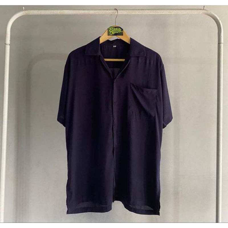 Kemeja Rayon Polos Pria Lengan Pendek