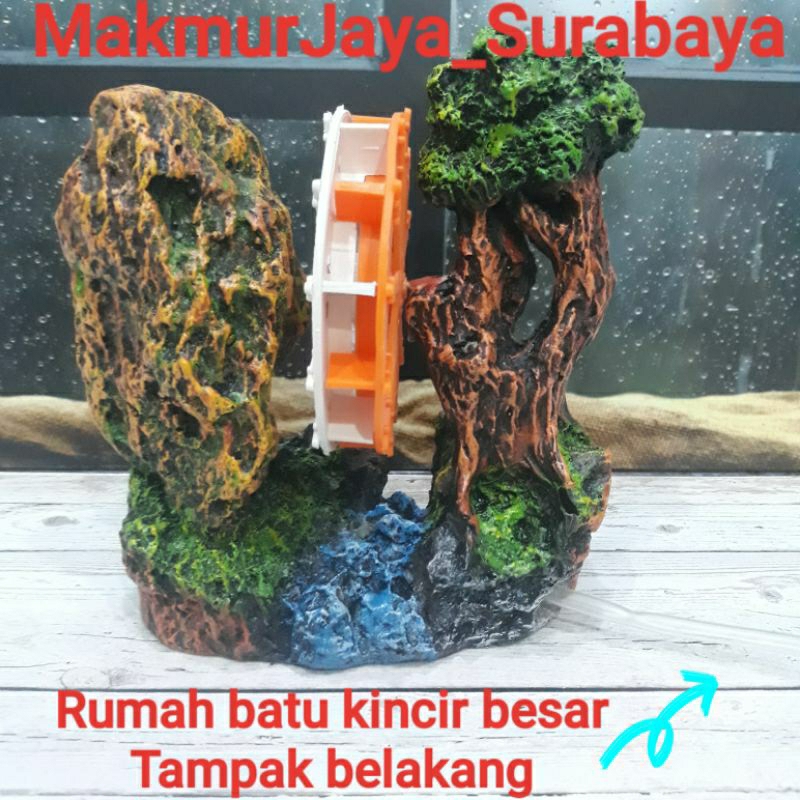 MAINAN HIAS AQUARIUM FIBER RUMAH Batu KINCIR besar