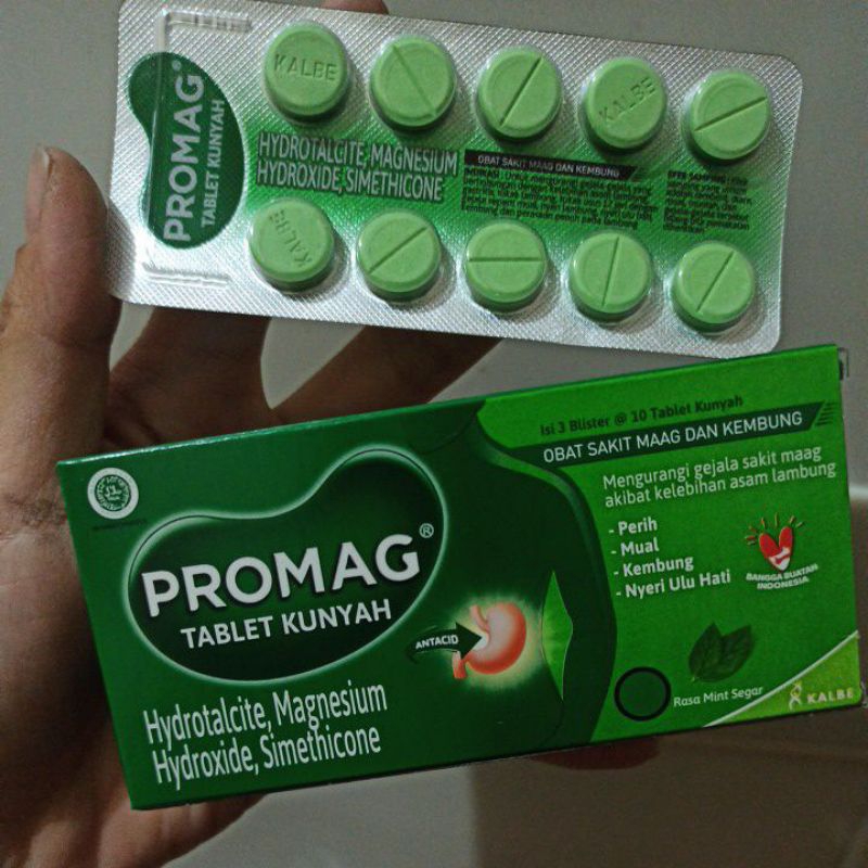 Promag tablet kunyah obat maag mual kembung anak dan dewasa strip