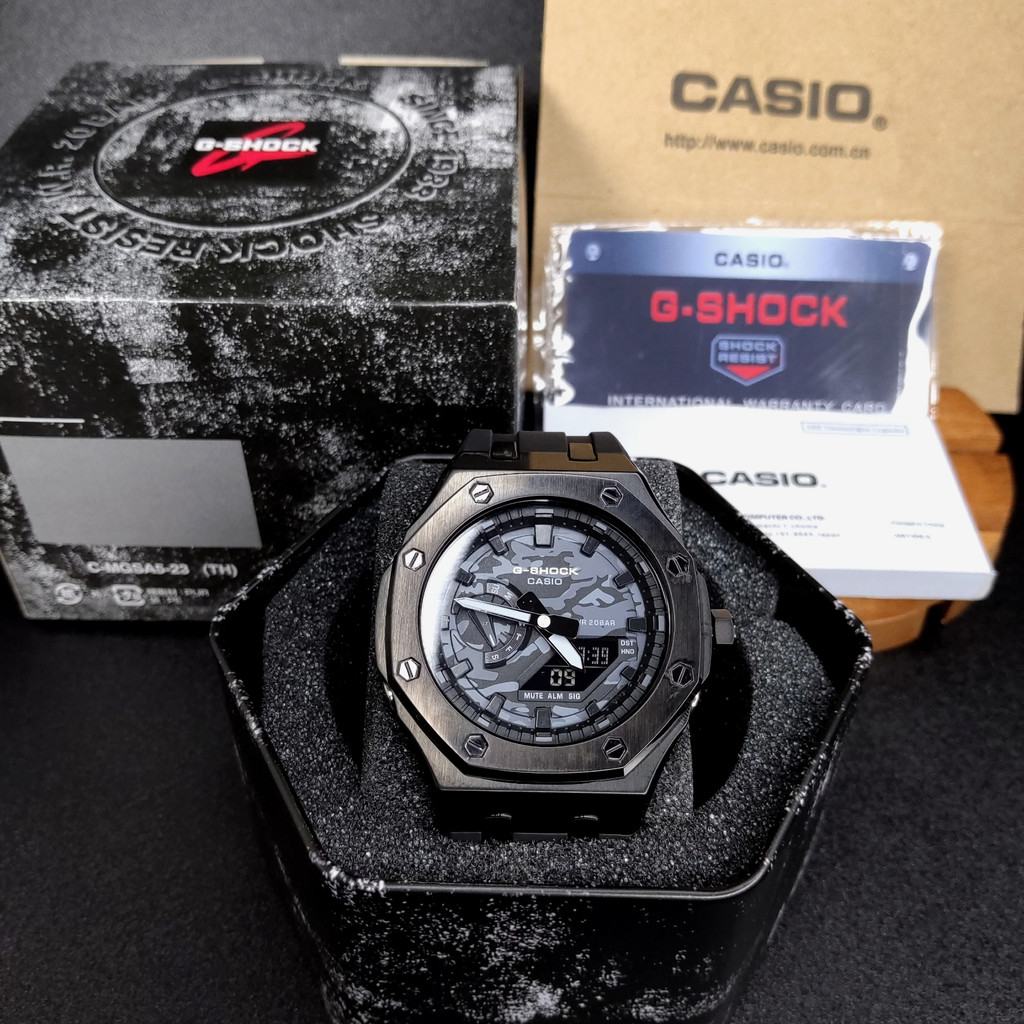 Jam Casio G-Shock GM-2100 Custom Army Black - GShock GMA-2100H Army Liited Edition