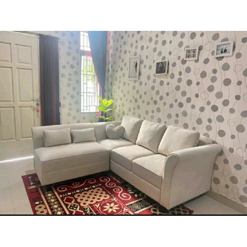 Sofa L pedang , kaki kayu , Sofa L putus, sofa minimalis