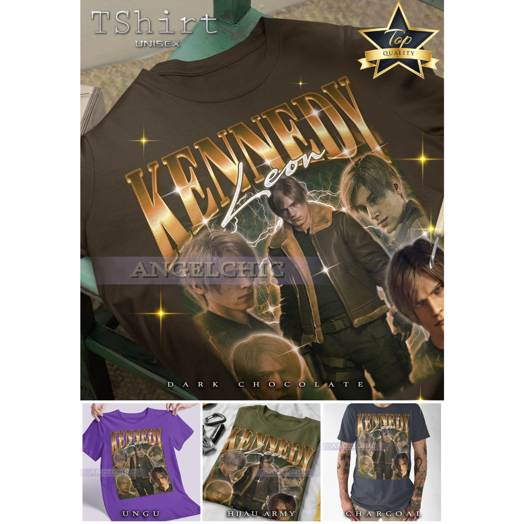 BAJU LEON KENNEDY Unisex Bootleg Tee Kaos Premium Vintage Retro Resident Evil