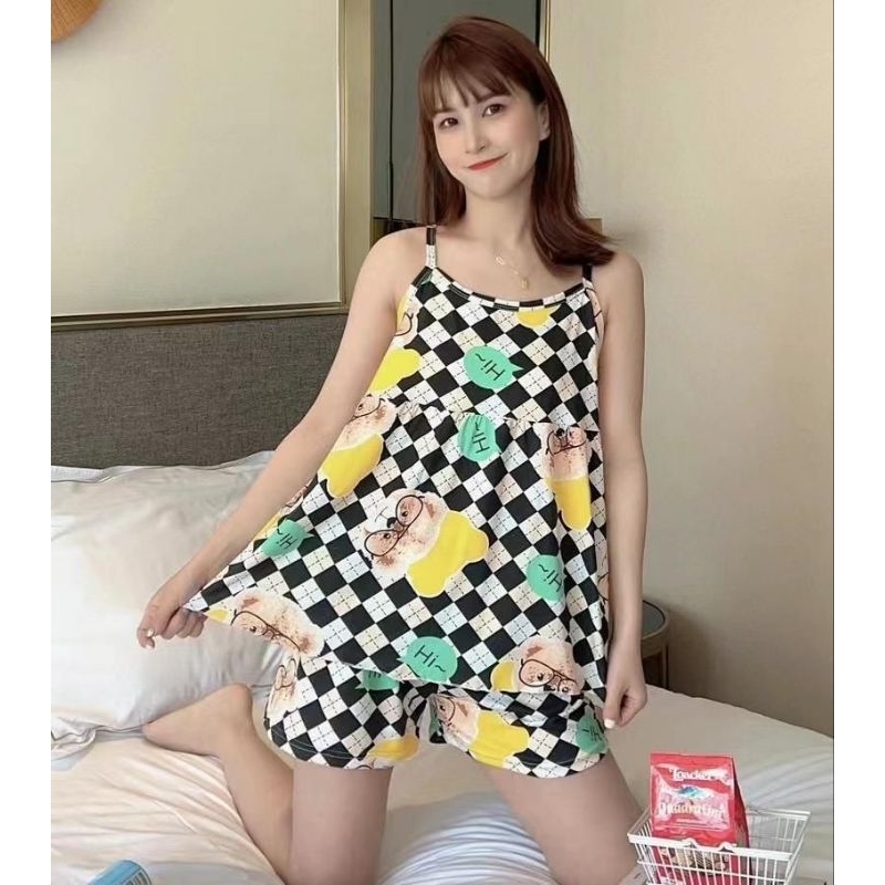 BAJU TIDUR WANITA TANKTOP IMPORT / STELAN PENDEK TANK TOP WANITA ELEGANT