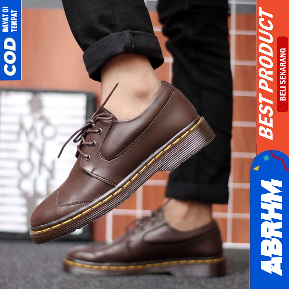 ABRHM Sepatu Formal Pantofel Docmart Low Boots Pria Casual Kulit Kerja Pria FUNAKI