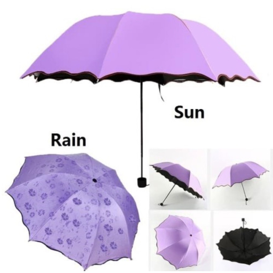 COD 3D Payung Lipat Magic Umbrella Dimensi Lapisan Hitam Anti UV Flowers Umbrella Payung Magic Lipat 3D Murah Import P82