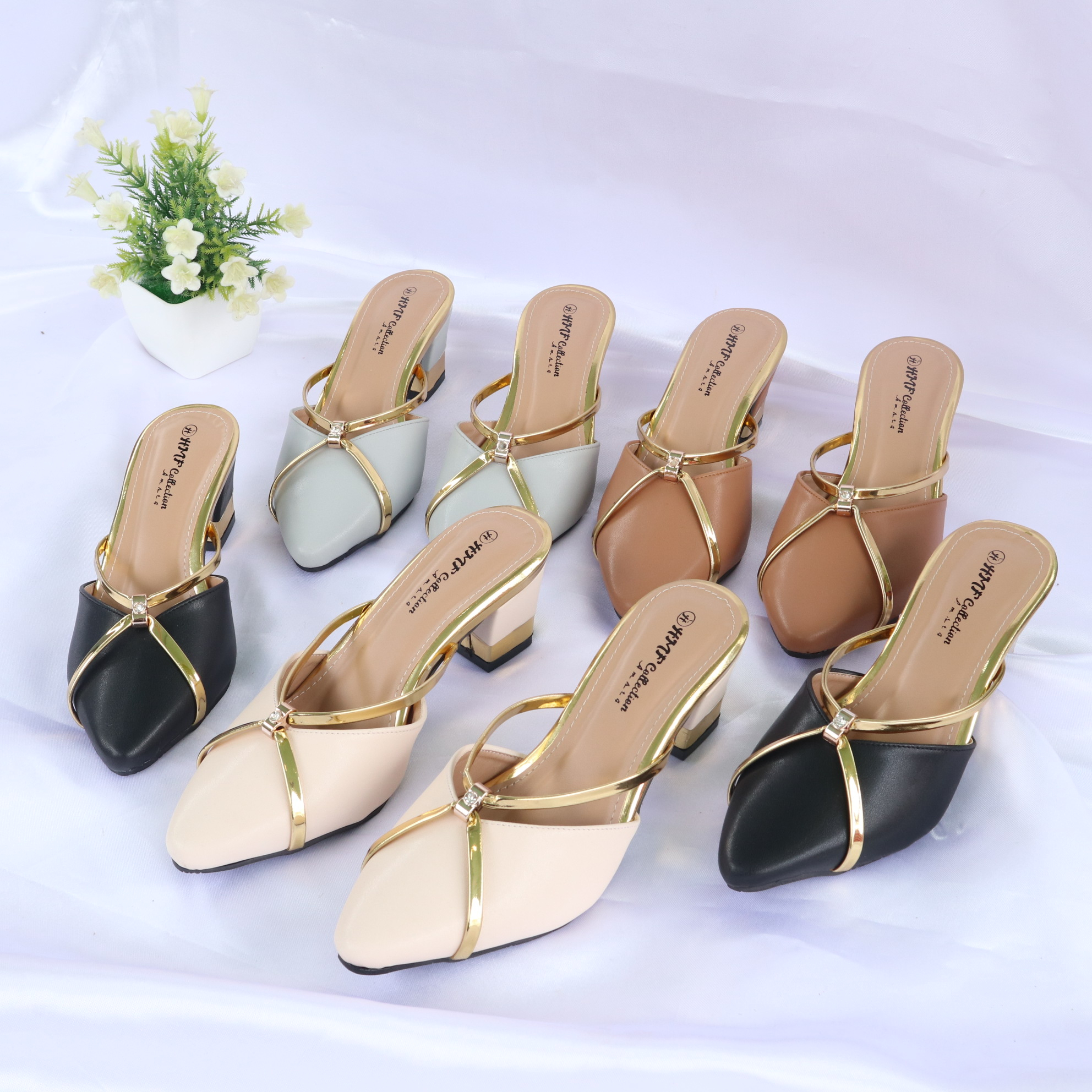 HMF Esry Sepatu Heels Mules Wanita NB07