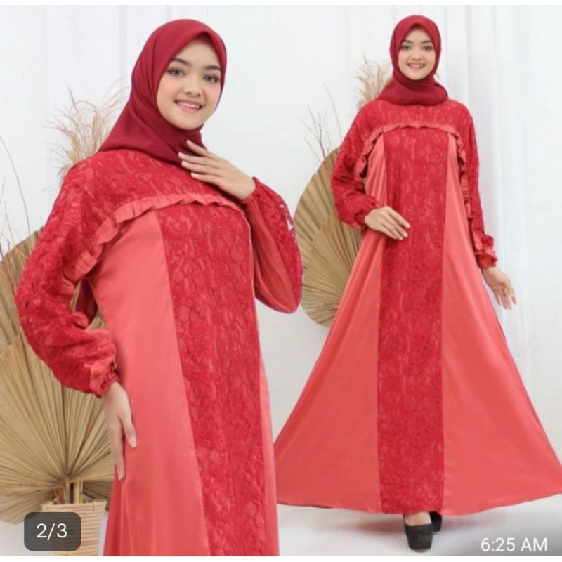 gamis armani silk kombinasi kombinasi brukat import