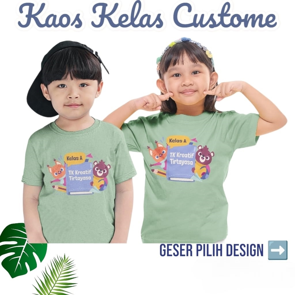 Kaos Seragaman Sekolah Kelas Paud TK Custom Nama Anak Dan Dewasa Lengan Pendek Panjang