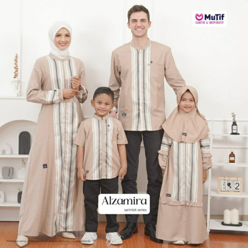 Mutif Sarimbit Alzamira Beige Toasted Brown Mutif Alzamira Mutif Man Alzam Little Alzamira Alzam Baju Muslim Gamis Sarimbit Keluarga Family Series Terbaru Ori Lebaran 2023