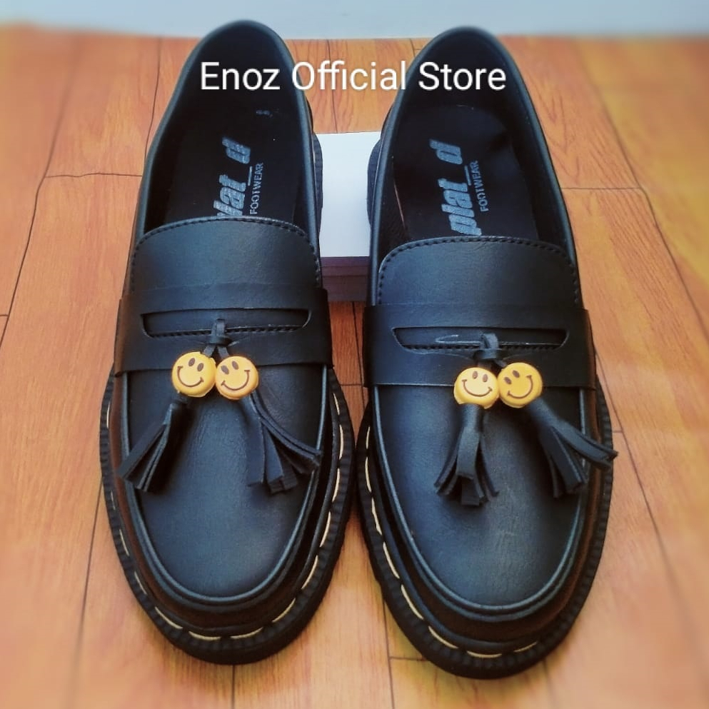 Sepatu Pria Docmart Pria Smile Loafers Slip On Hitam Penny Loafers Kulit PU Original Formal Casual Millenial Keren Trendy Sae