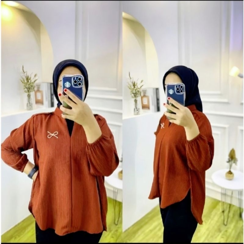 Livia Blouse Bahan Lady Crush Premium - Baju Lady Crush - Daster Bumil Jumbo Ld 120 cm Bahan Kaos Bisa COD