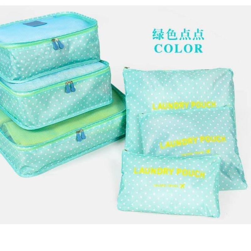 New 6in1 Korean Travel Bag in Bag POLKADOT (1 set isi 6 pcs organizer)