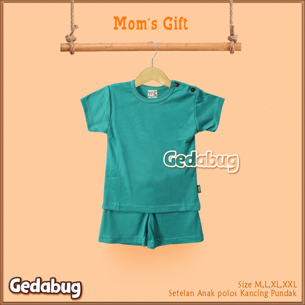 Setelan Kaos Anak Pendek Mom's Gift Polos | Setelan Kaos anak Kancing Pundak | Gedabug