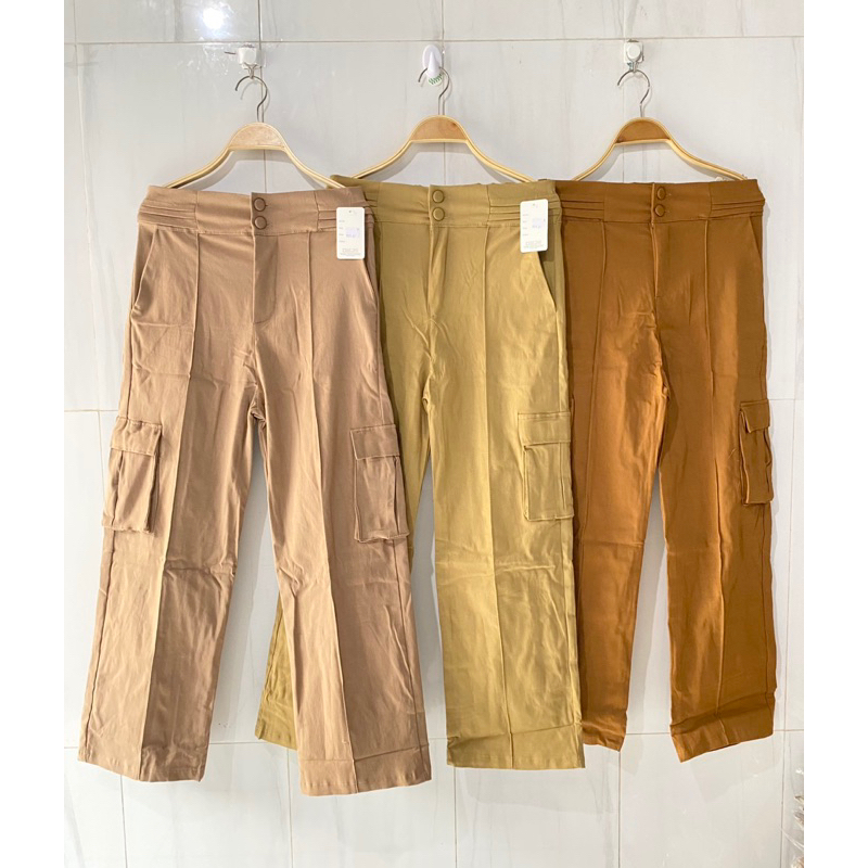 celana kulot cargo wanita twill premium