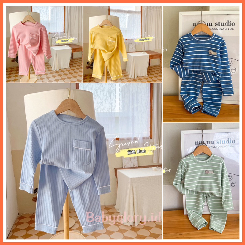 Setelan Lengan Panjang Premium Anak Laki Laki Perempuan Import / Setelan Piyama Anak Import / Baju Tidur Anak