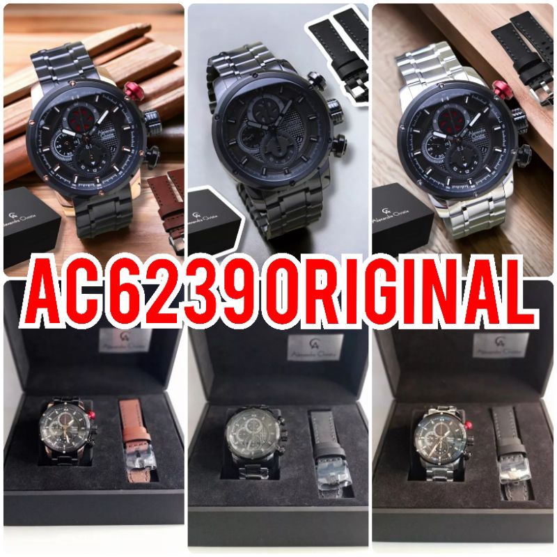JAMTANGAN PAKET PRIA AC 6239 FREE STRAP | ALEXANDRE CHRISTIE AC6239 ORIGINAL