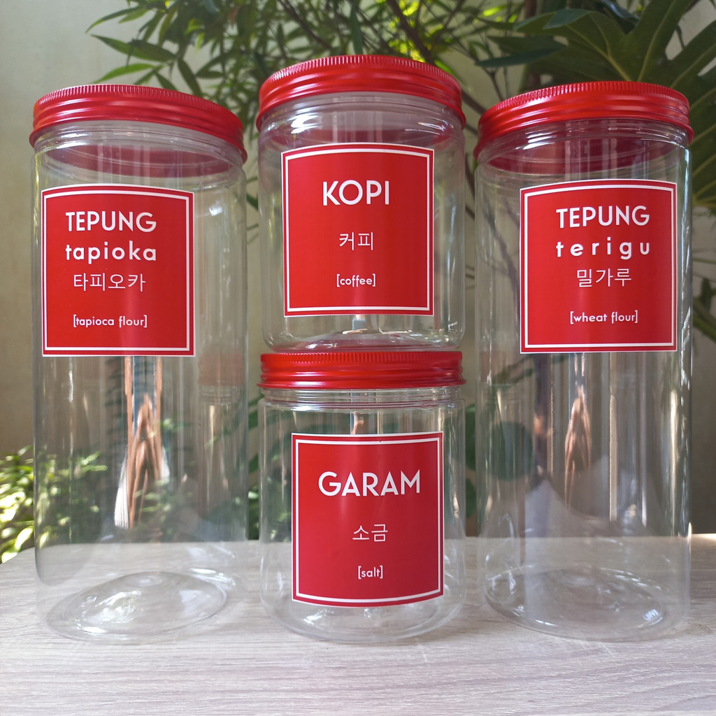 Toples Bumbu Dapur Merah Tutup Alumunium Model Minimalis