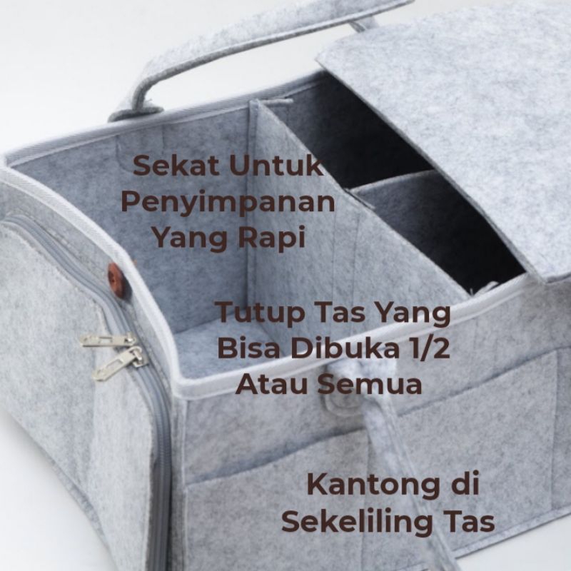 Multipurpose CADDY BAG ada TUTUP nya / Diaper bag / Tas bayi / Tas Popok / Peralatan bayi