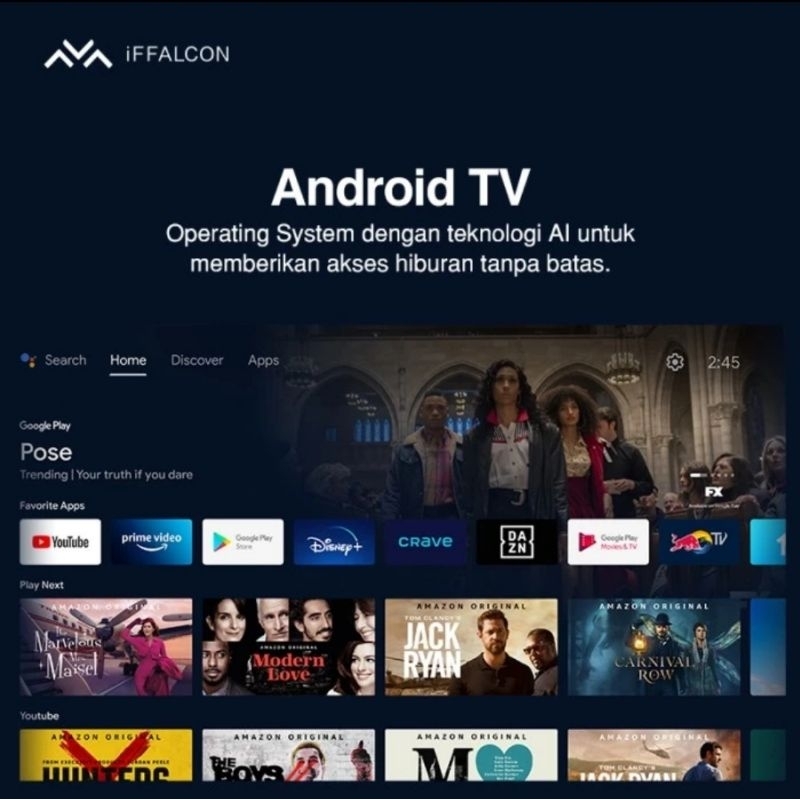 iFFALCON 40S52 Smart TV 40 Inch Android TV Garansi Resmi