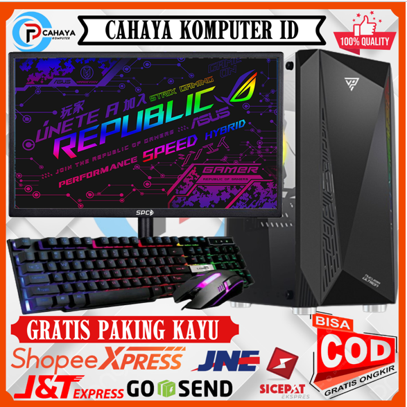 PC Rakitan AMD Ryzen 3 3200G  Ram 8Gb SSD 128GB Monitor 24 inch Wide Screen Garansi