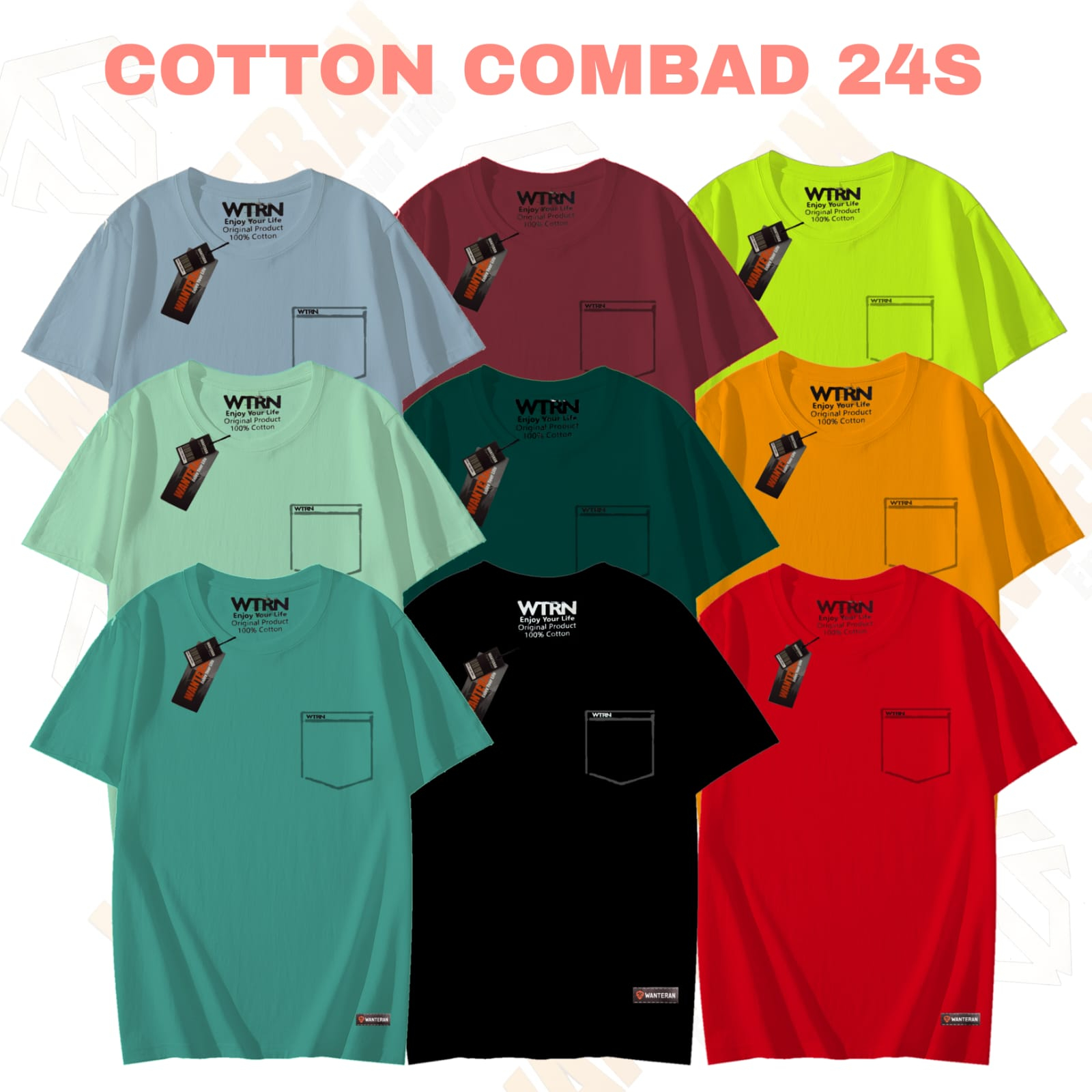 Kaos Polos Pocket Saku Katun Combad 24s