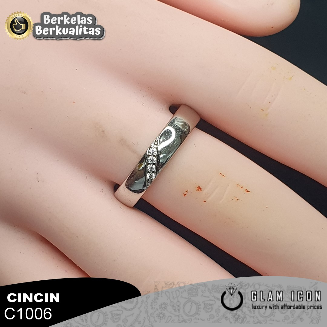 Cincin Couple simple mata baris silang C1006 CCS