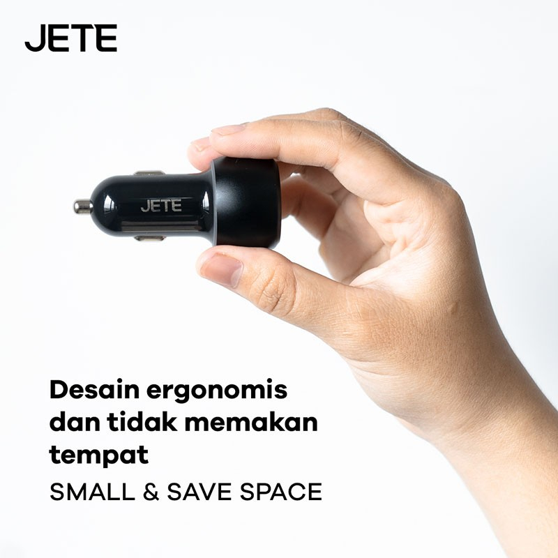 JETE J6 Car Charger Dual Output 48W Type C PD &amp; QC 3.0 with LED Light