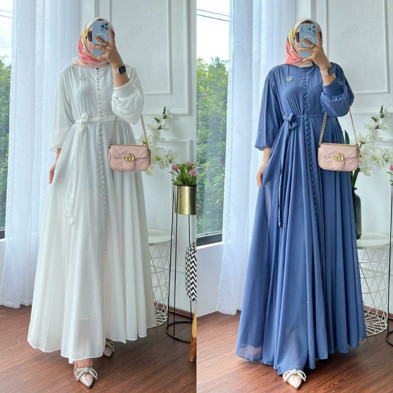 Gamis Seribu Kancing Viral Ceruty Ori Amanda Fashion