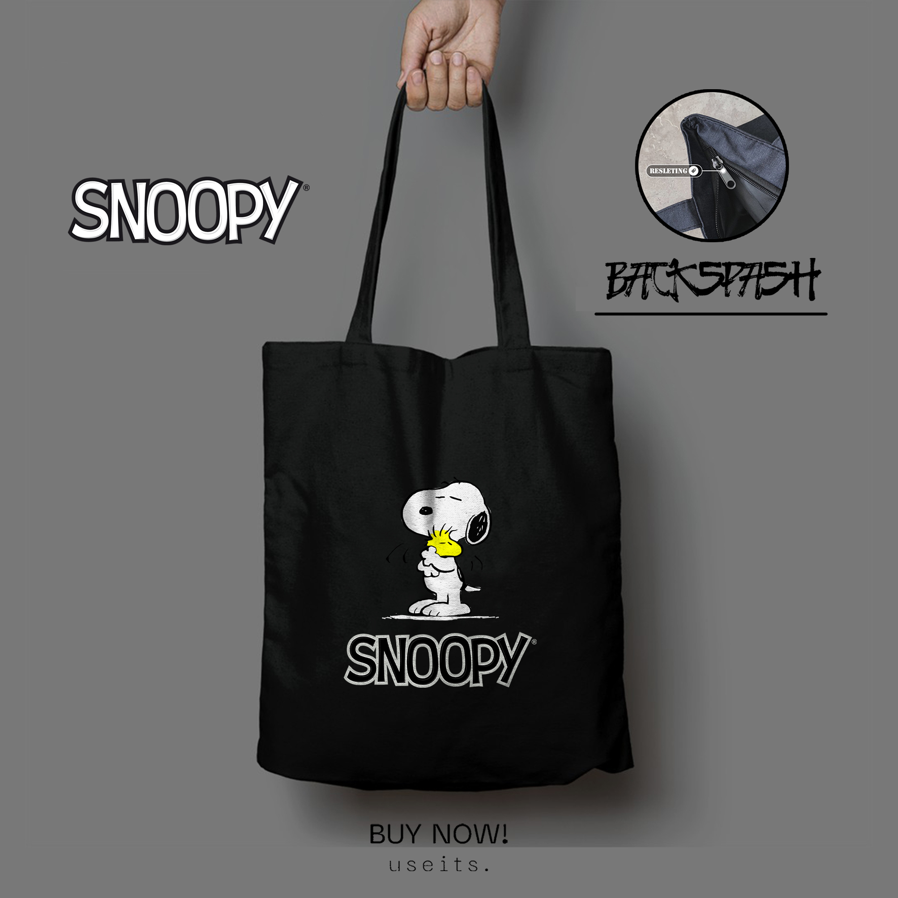 Totebag Tas Kartun Snoopy Lucu Pria Wanita - SNOOPY H