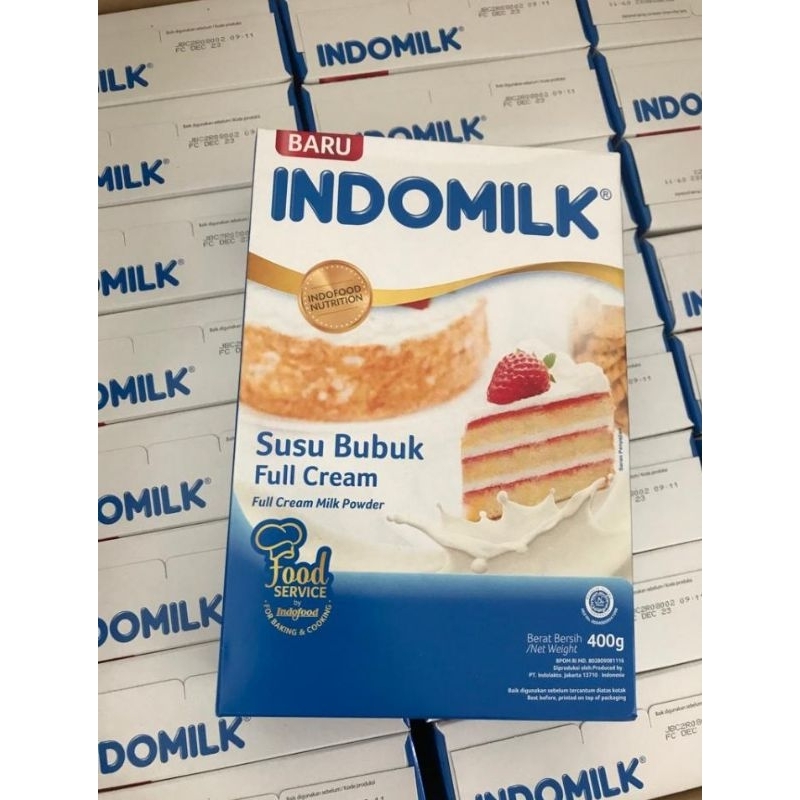 

Susu Bubuk Full Cream INDOMILK Kue 400gram Exp. 2026