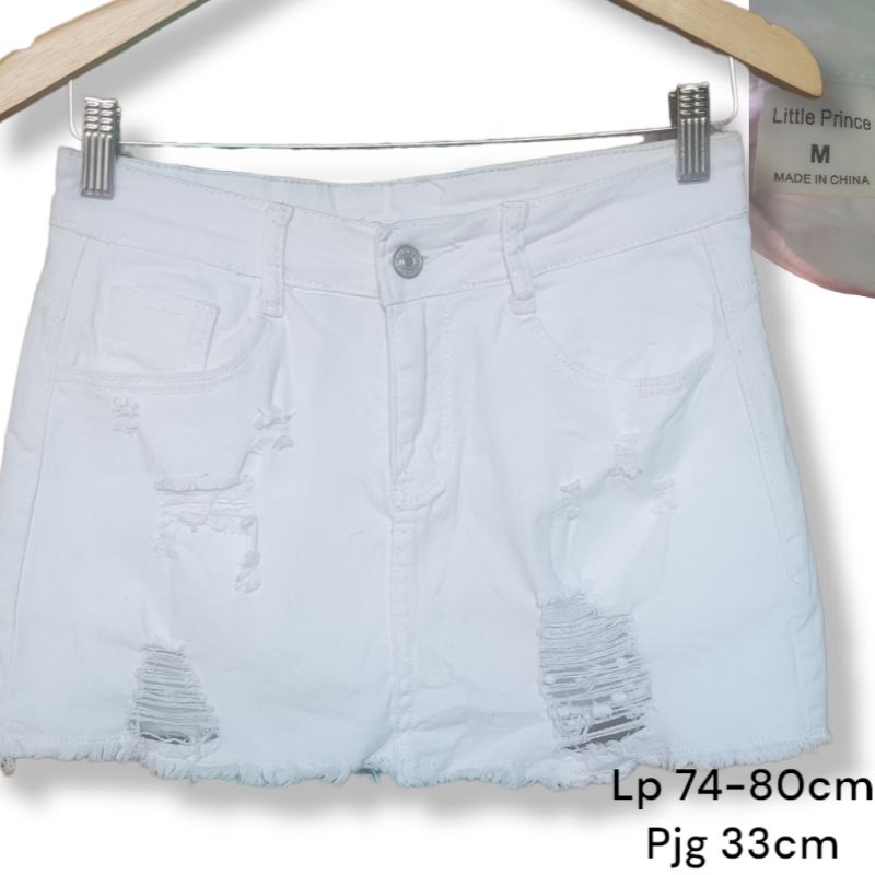 Rok Celana Jeans Putih Preloved