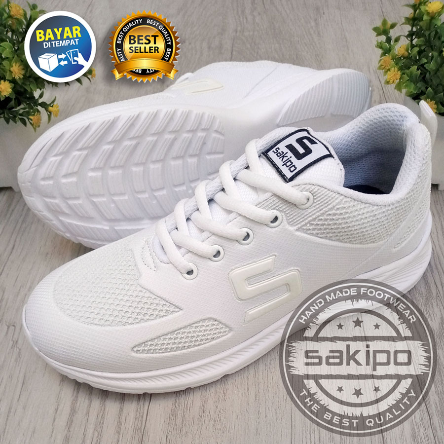 PROMO 6.6 !! SEPATU OLAHRAGA LARI PUTIH / SEPATU OLAHRAGA OUTDOOR PRIA WANITA / SEPATU LARI JOGGING / SEPATU SENAM FITNES DAN GYM PUTIH / SEPATU GERAK JALAN 17 AGUSTUS KEMERDEKAAN / SAKIPO