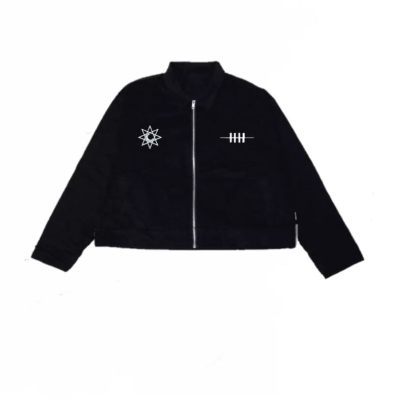 Warmerch - Boxy Work Jacket Crop Zipper Black polos