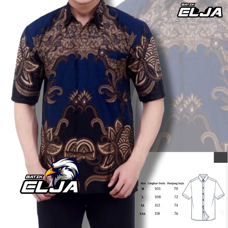 Baju Batik Pria Lengan Pendek Kemeja Batik Seragam Cowok Kerja Kantor